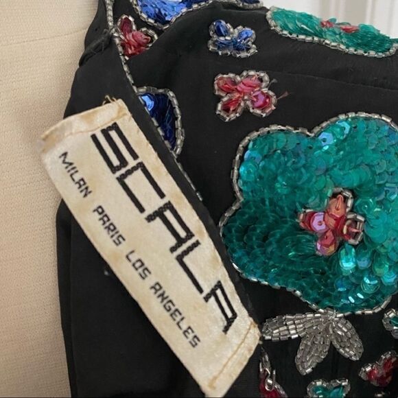 Vintage 100% SILK Scala 1980s Beaded 2pc Skirt Set - Picture 7 of 9